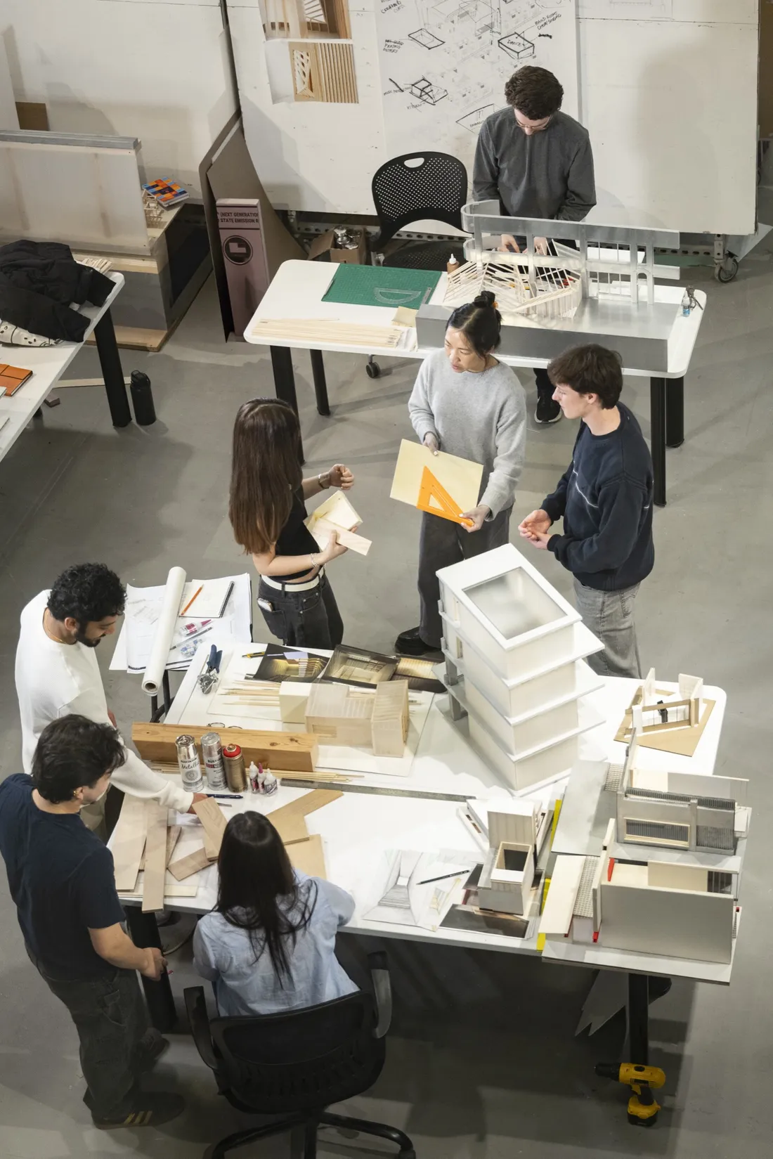 Tiffany Xu leading architecture students through a classroom lesson.