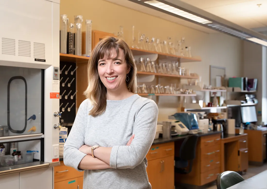 Heidi Hehnly pictured in her research lab