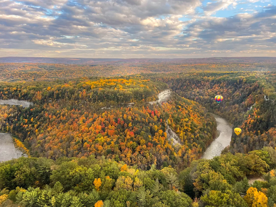 Aerial view of Lechworth State Park.