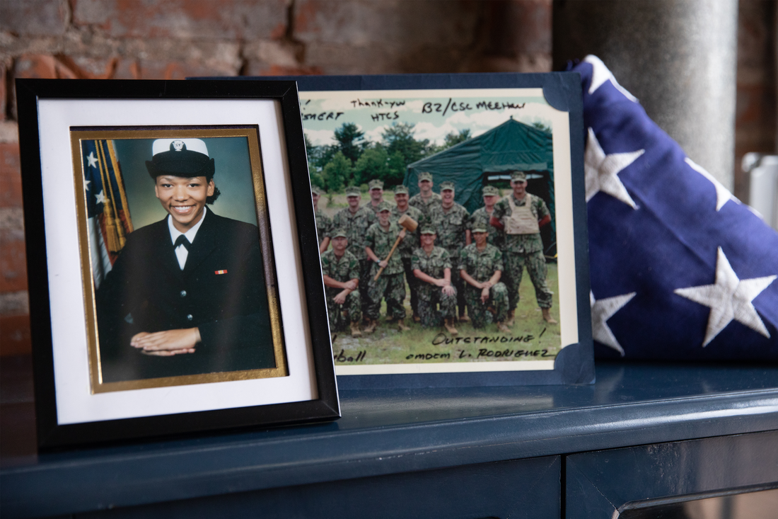 Photographs of Nadia Morris-Mitchell ’24 while serving in the U.S. Navy.