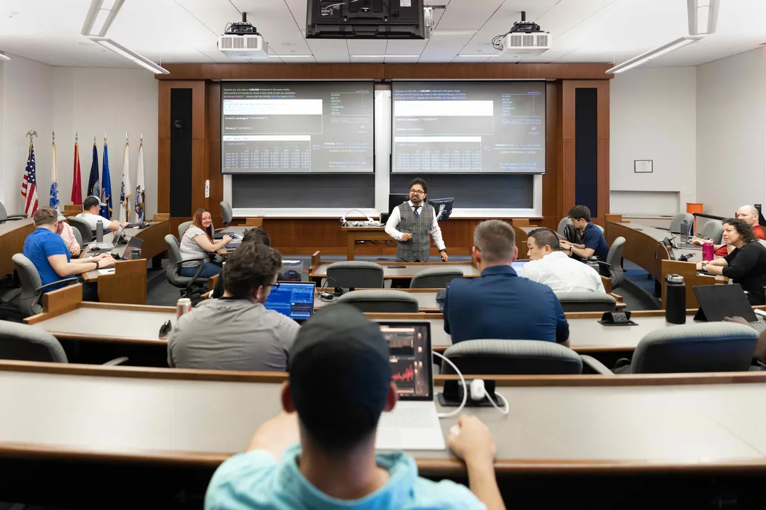 A class full of students working on their computers.
