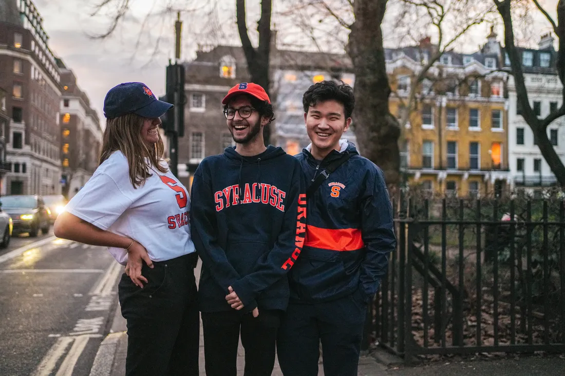 Students on the street in London.