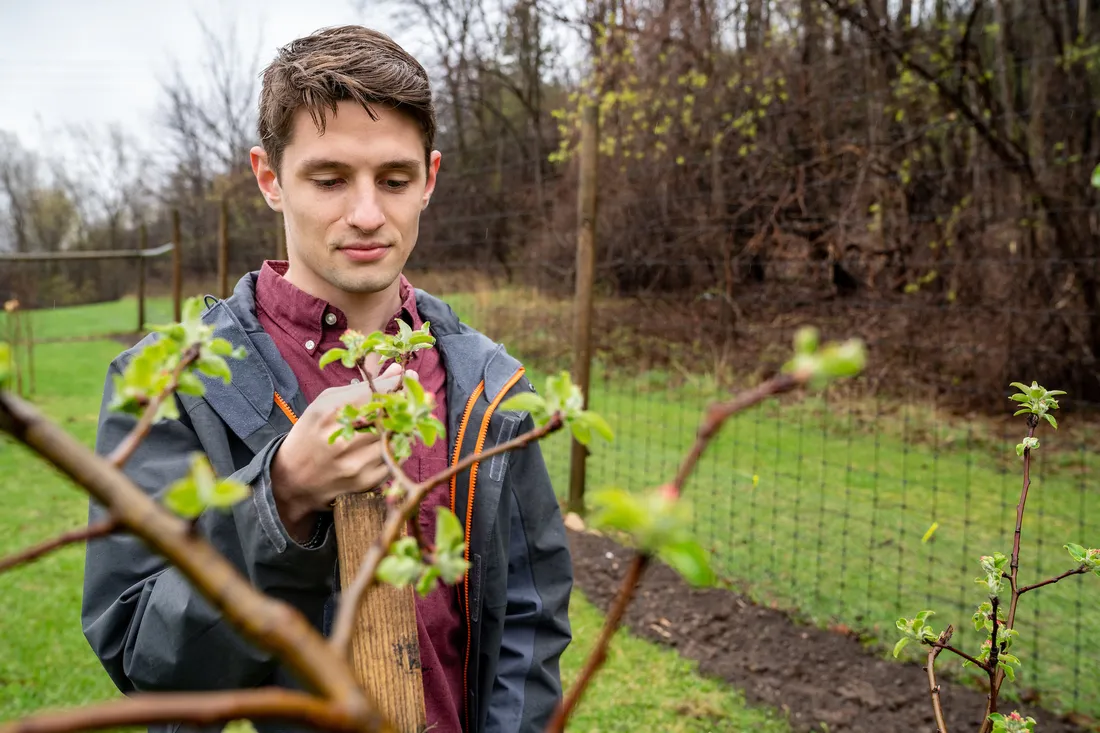 Sustainability student outside.