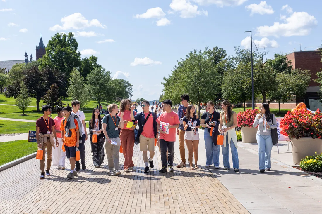 Architecture students on a campus tour.