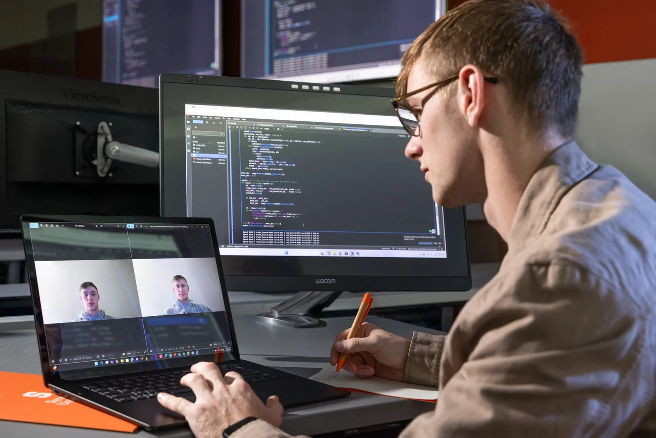 Person on the computer looking at AI.