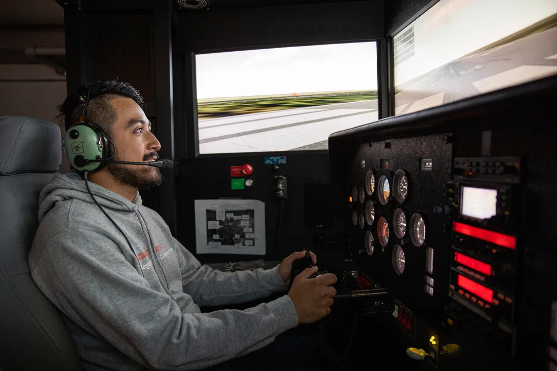 Elliot Salas in cockpit