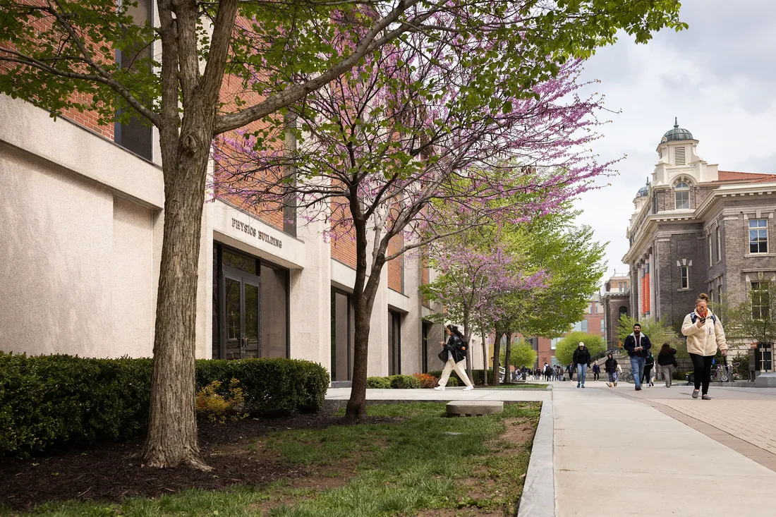 The outside of the physics lounge.