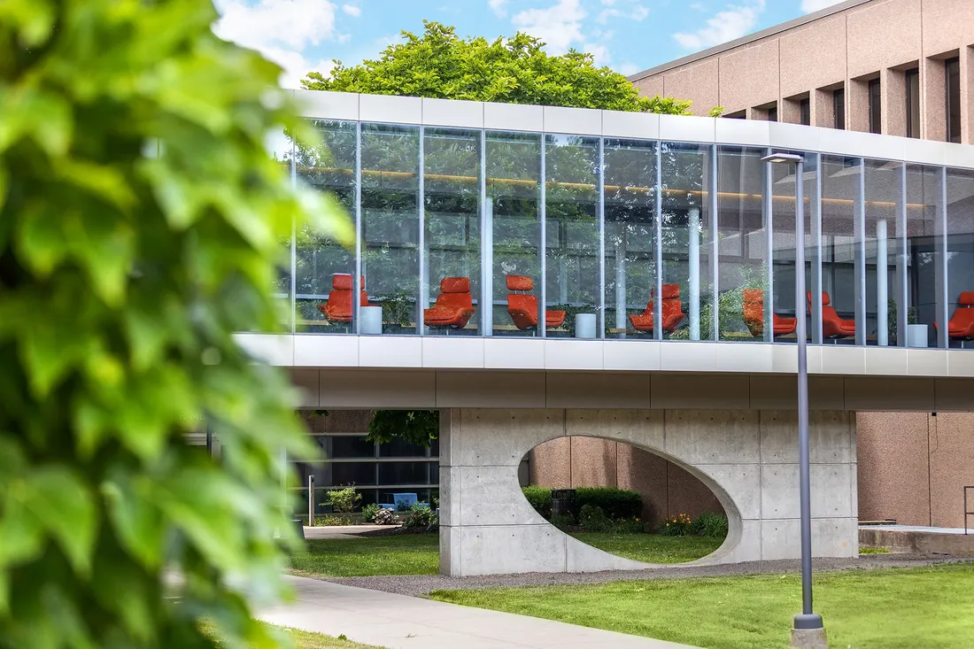 Exterior of the Newhouse School's Eric Mower passage.