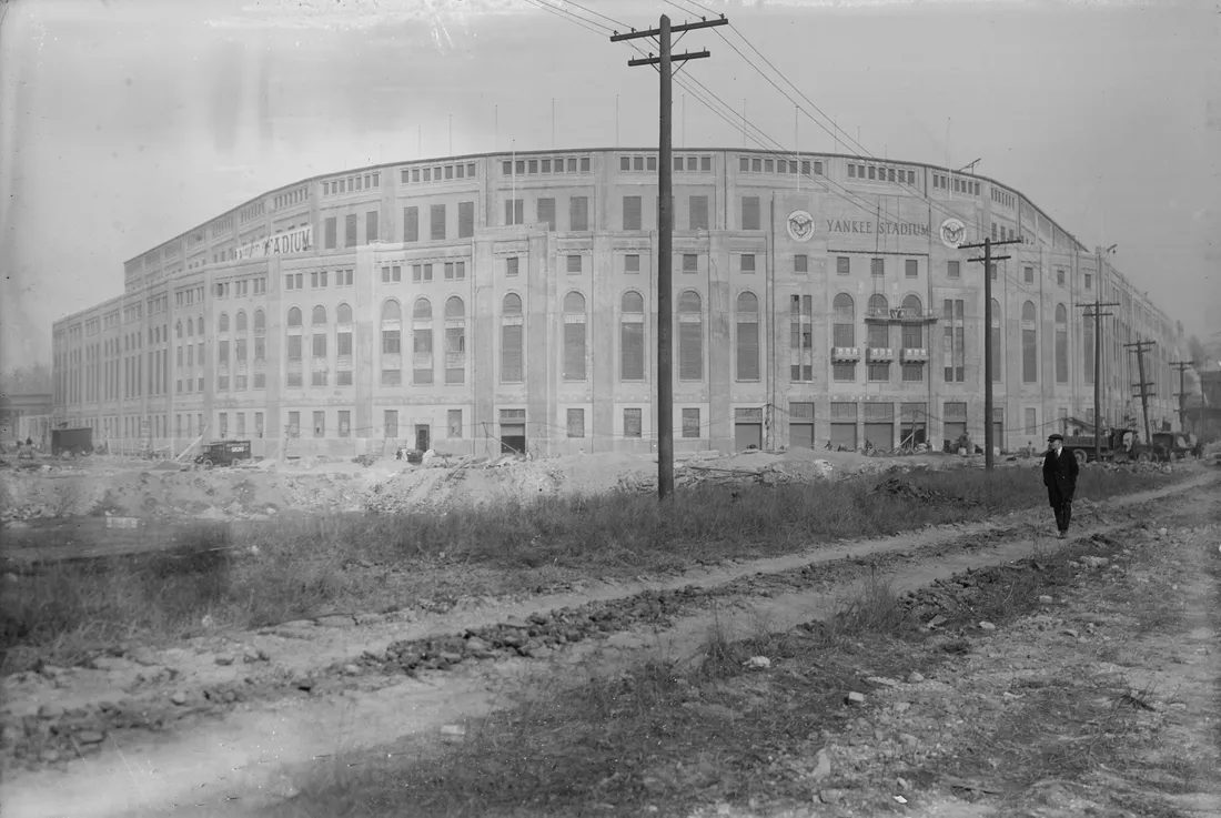 Yankee stadium being constructed in 1923.