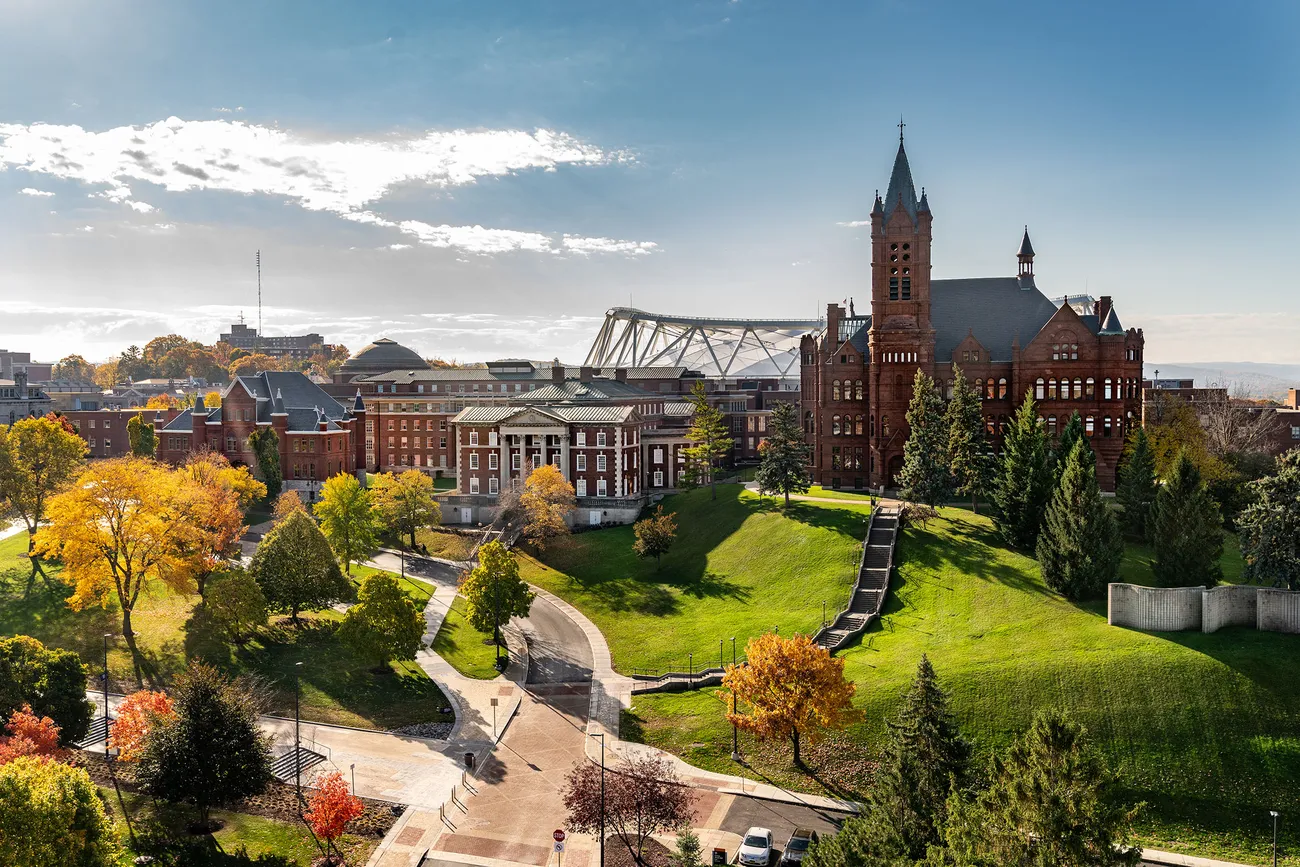 Scenery of Syracuse University on the hill.