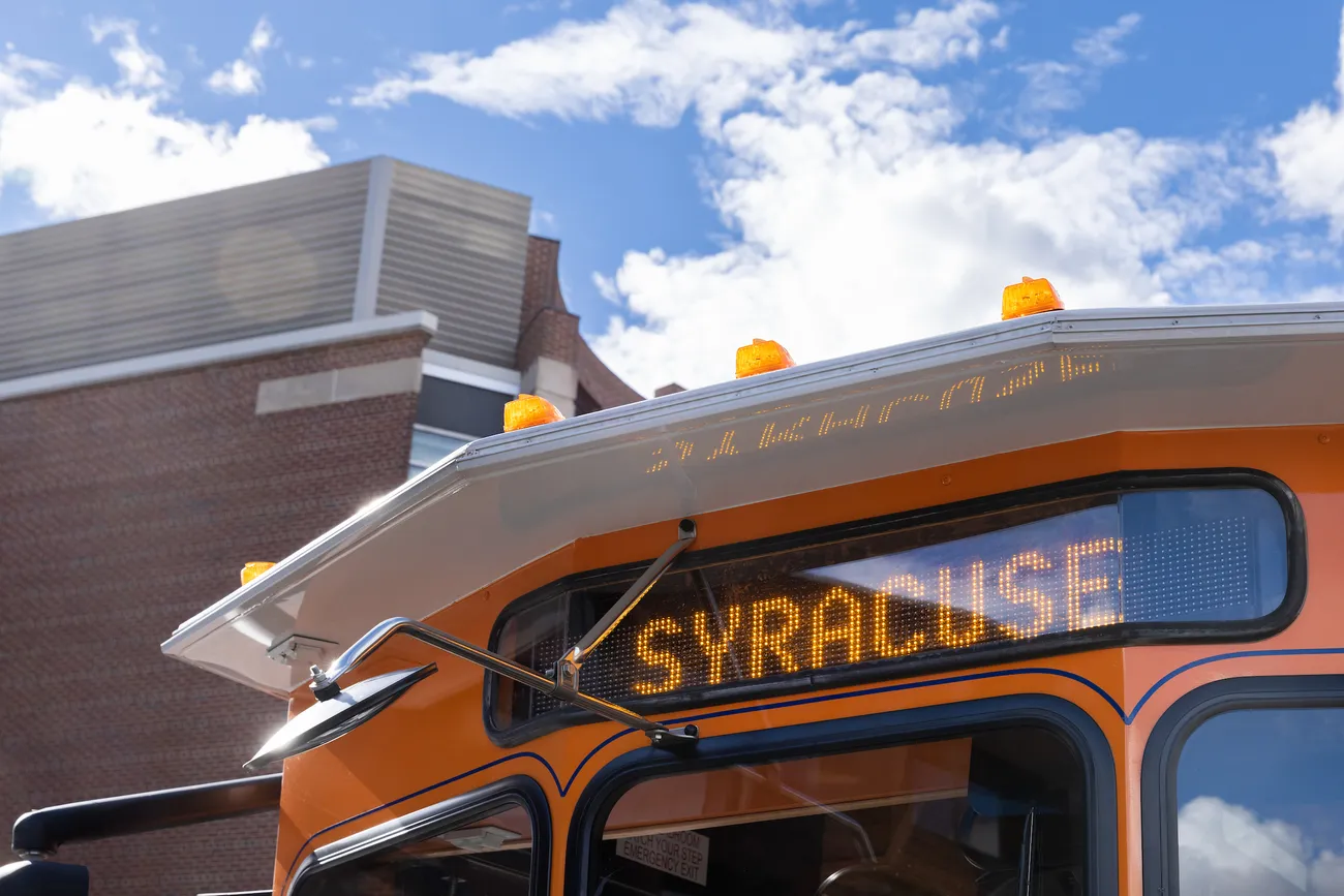 A Syracuse University Trolley.
