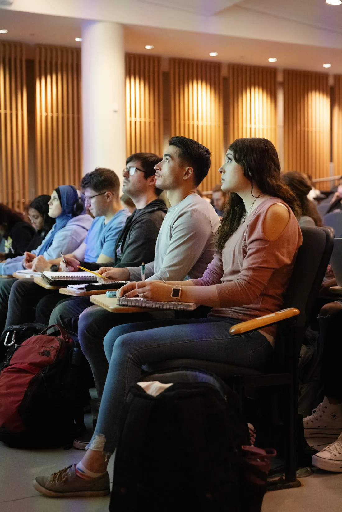 Veteran students sitting in a classroom.