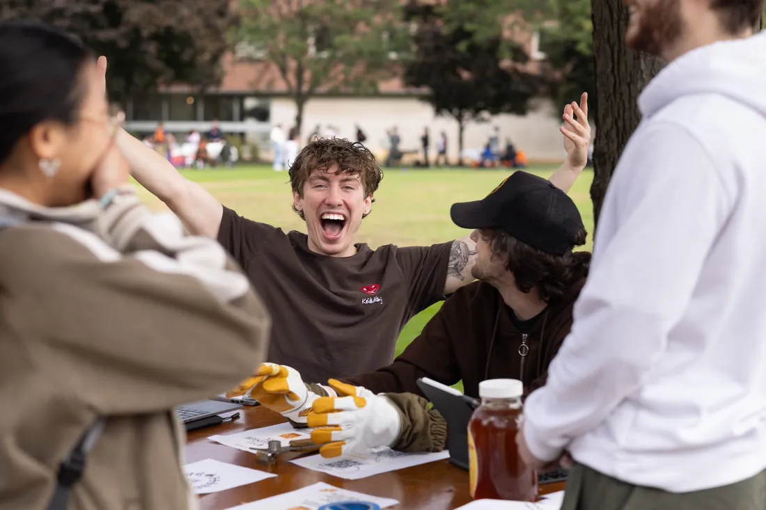 Students at a student involvement fair.